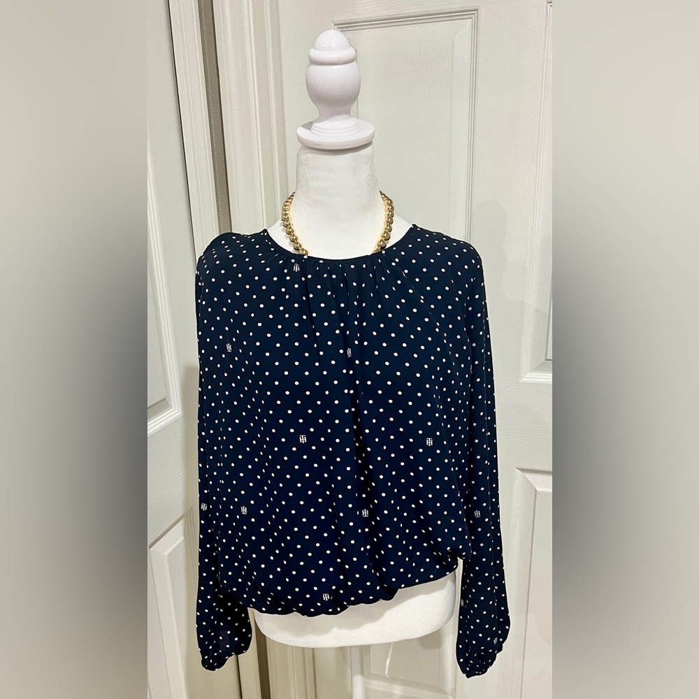 Tommy Hilfiger Dark Blue Blouse with White Dots